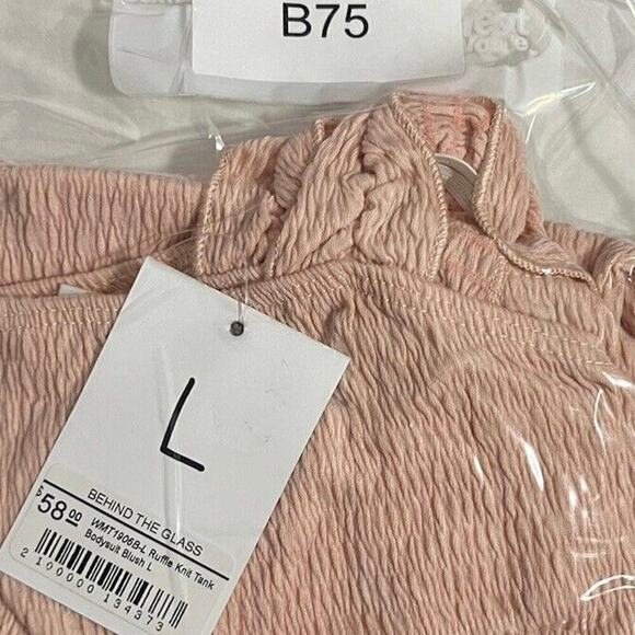 Karlie Bodysuit Ruffled Knit Tank Women’s Sz Large Blush New NWT Stretch - Picture 10 of 10